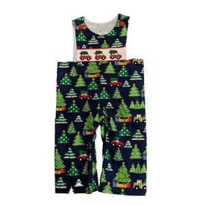 Babeeni Smocked Cotton Overall 18 Month Red Truck Christmas Tree Baby Boy Girl